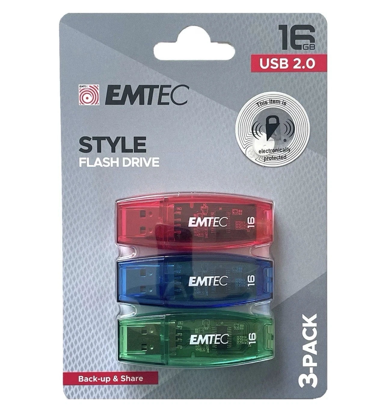 Emtec Style Flash Drive 16GB USB 2.0 3 pack